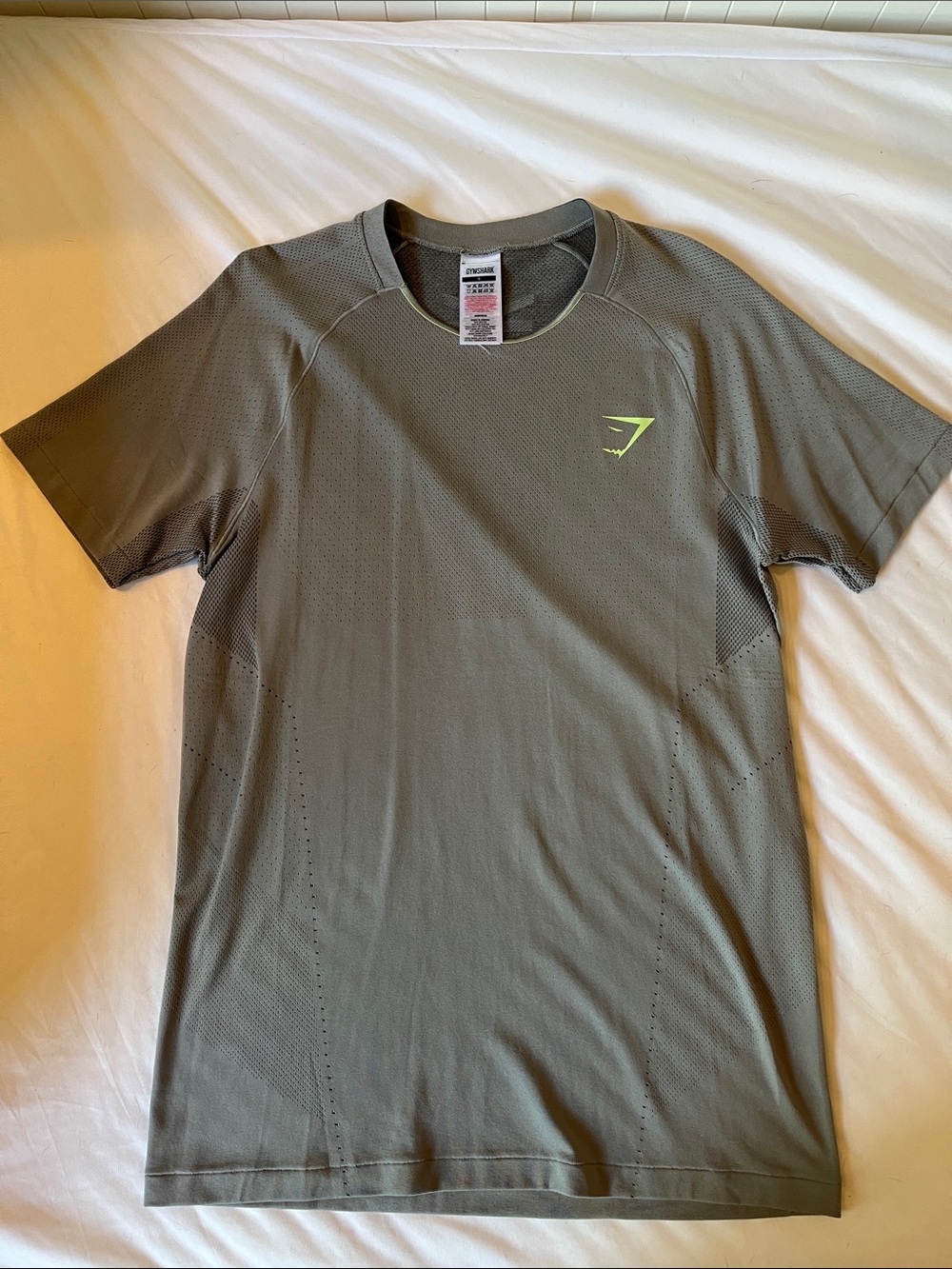 Gymshark Men’s Short Sleeve Performance Tee - Grey with Lime Logo